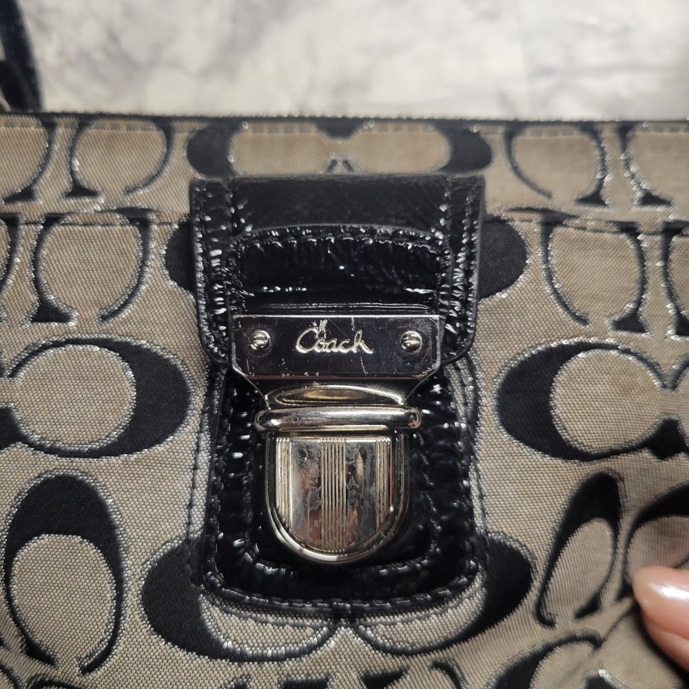 Coach Crossbody Monogram Black Gray Poppy Signature Purse - Picture 9 of 10